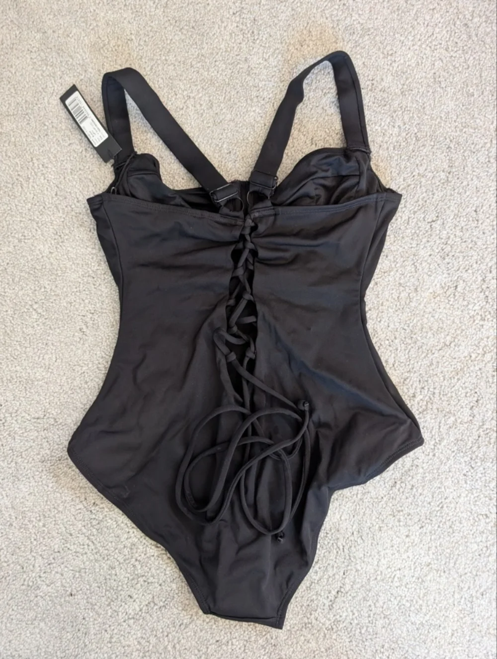 TA3 Classic Black One-Piece Swimsuit with Molded Cups - Picture 4 of 5